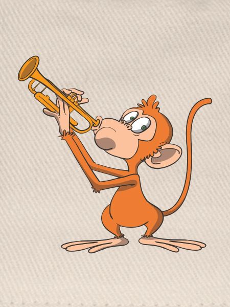 Monkey plays the trumpet