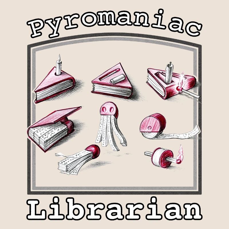 Pyromaniac Librarian Igniting Book Ideas