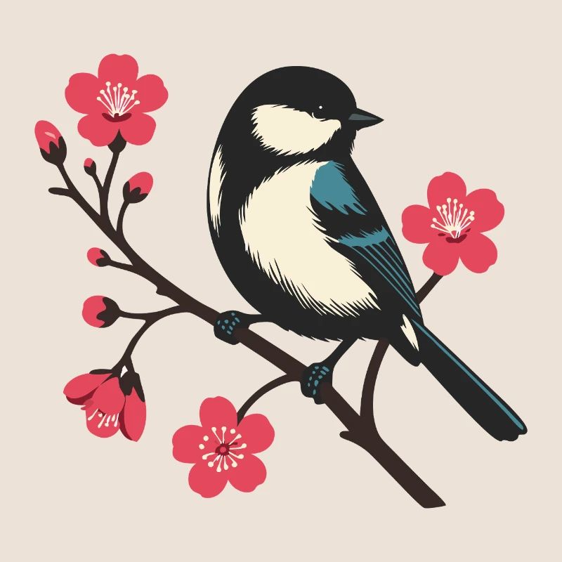 Cherry Blossom Bird - Spring Serenity Art