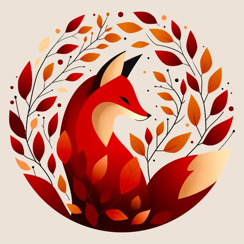 Fuchs und Herbstblätter