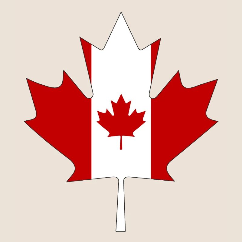 Canada flag as maple leaf with black frame