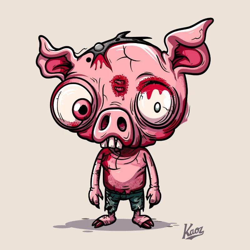 Petit cochon zombie effrayant