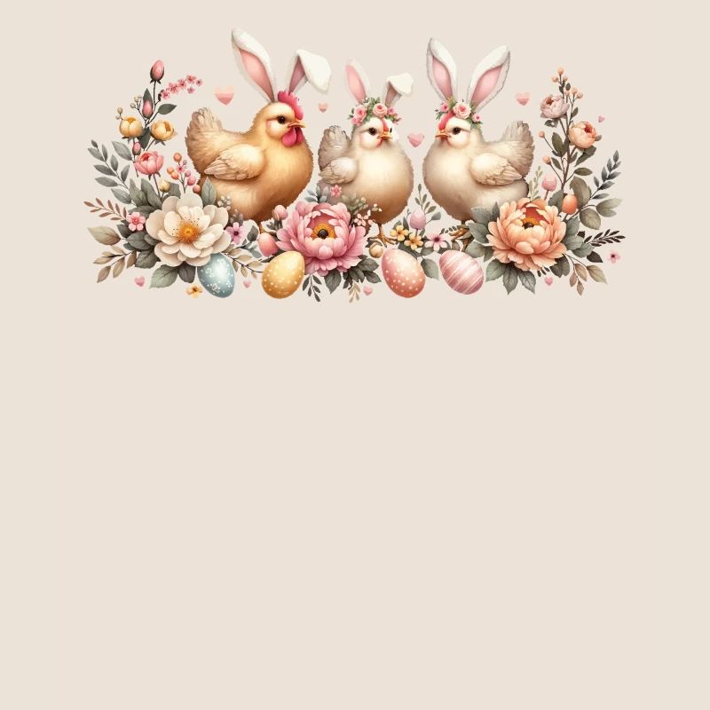 Poulets rétro de Pâques avec oreilles de lapin de Pâques