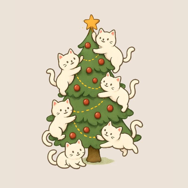 Chat, Arbre de Noël, Whimsy, Chatons