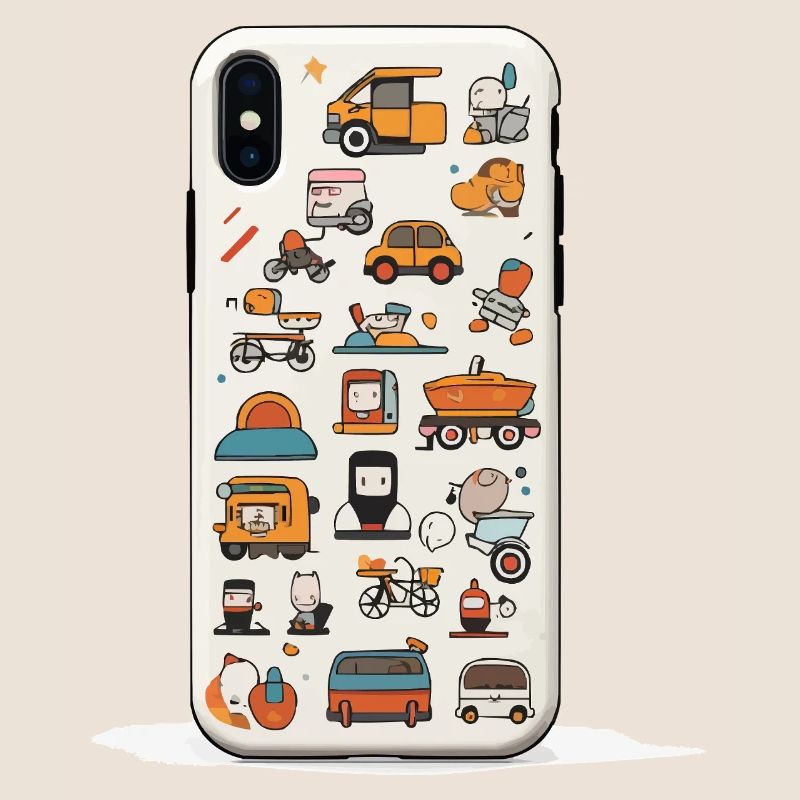 Colorful Vehicle World Doodle Pattern