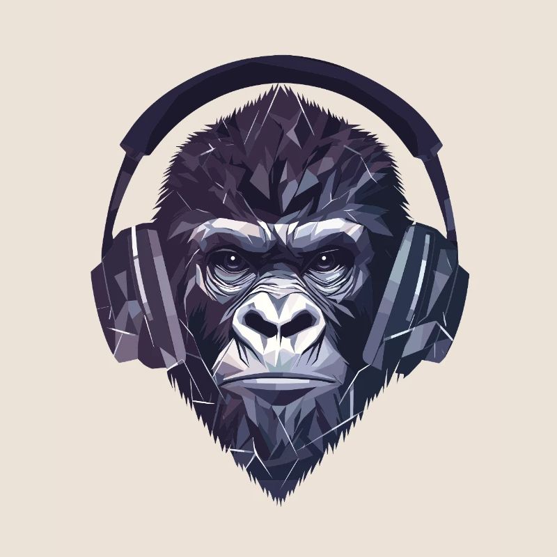 Gorille avec casque – Polygon DJ Monkey Design