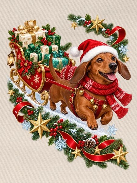 Dackel Weihnachtsgeschenkschlitten