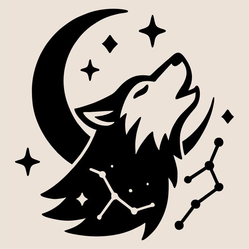 Moon Wolf with Constellation