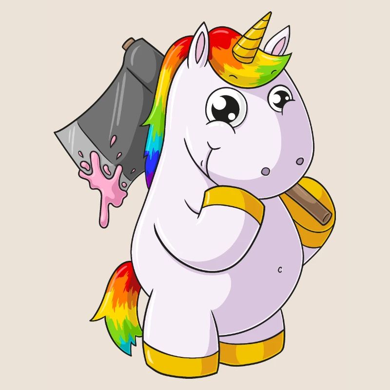 Comic Einhorn mit Axt