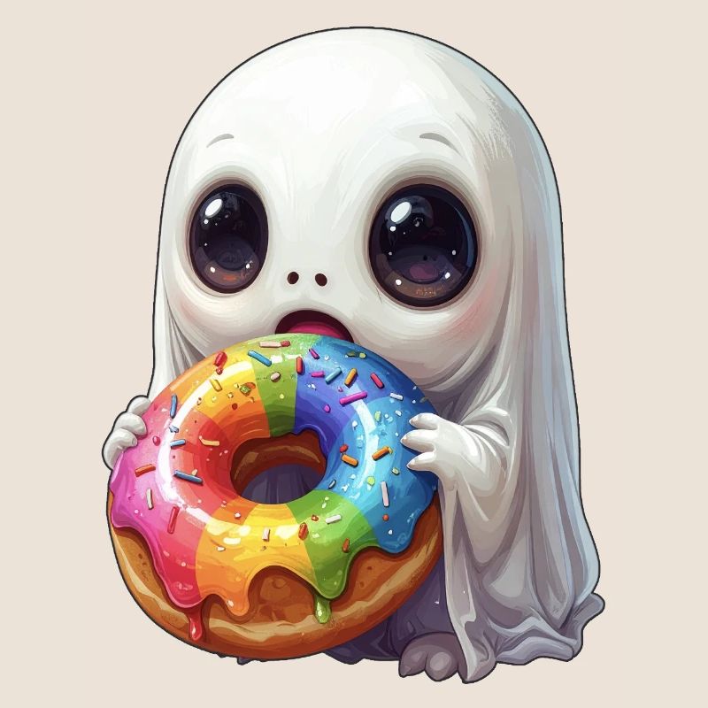 Fantôme de beignet flippant et mignon