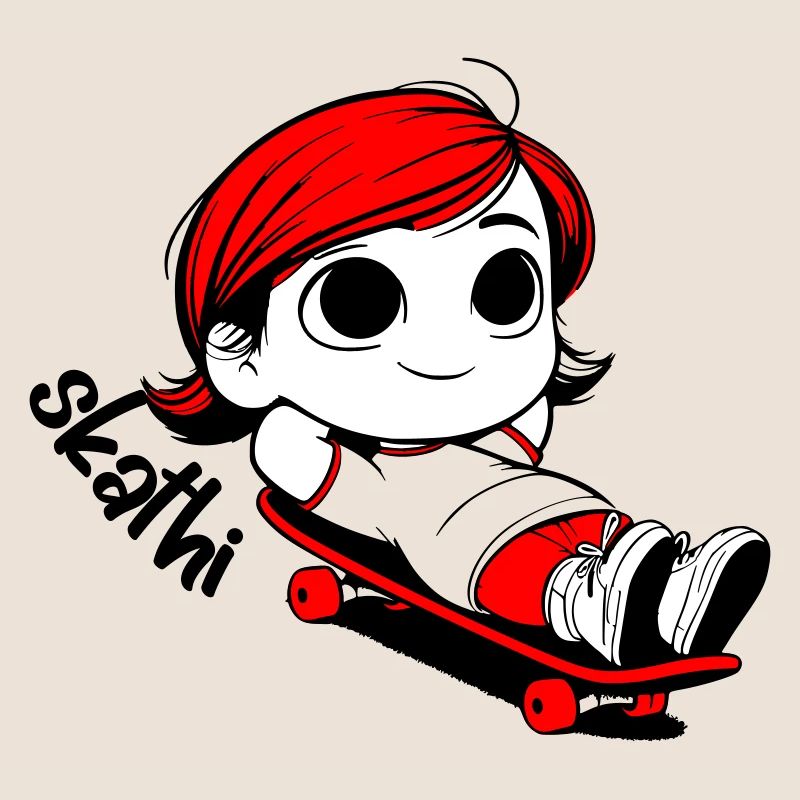 Kathi relaxed auf einem Skateboard.