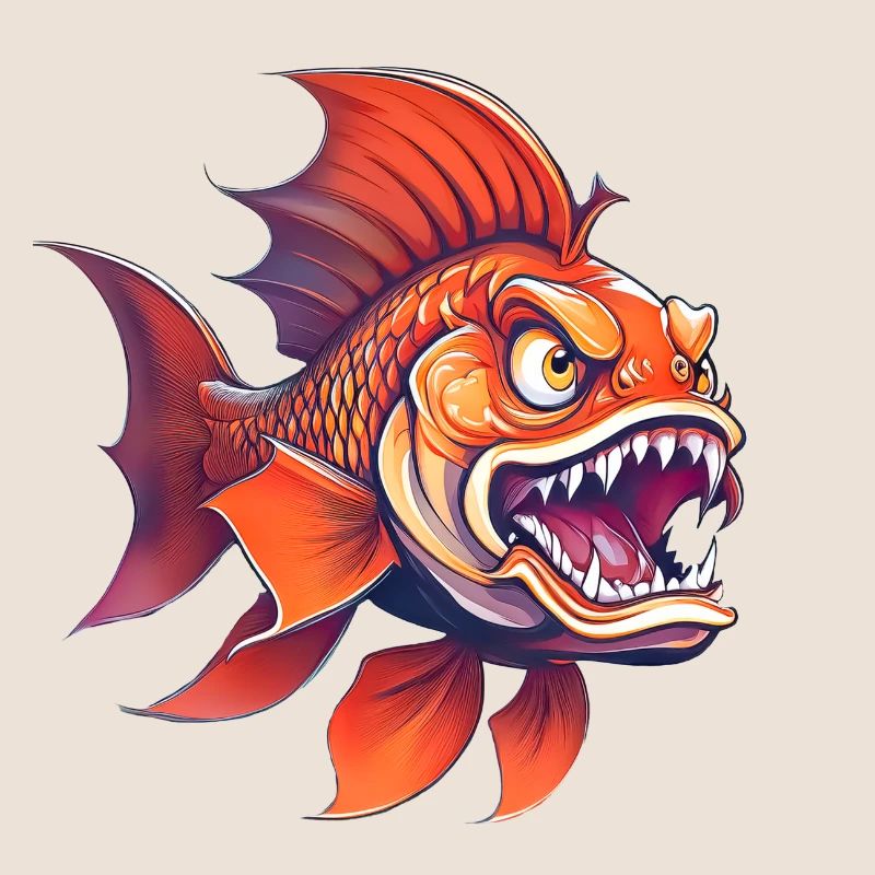 Wild angry animal pugnacious combative goldfish