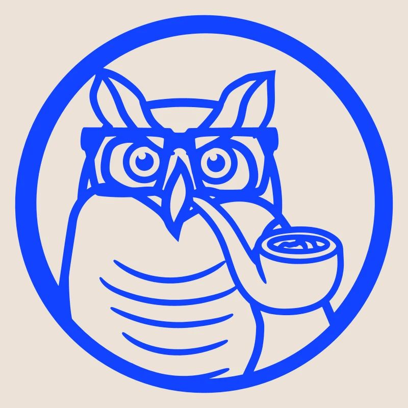 Owl Pipe Smoking Old Grandpa Eagle Owl Branch Tree Forest