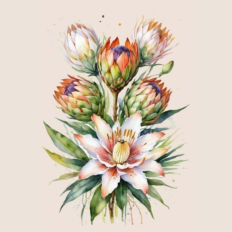 Protea Bloom Aquarelle