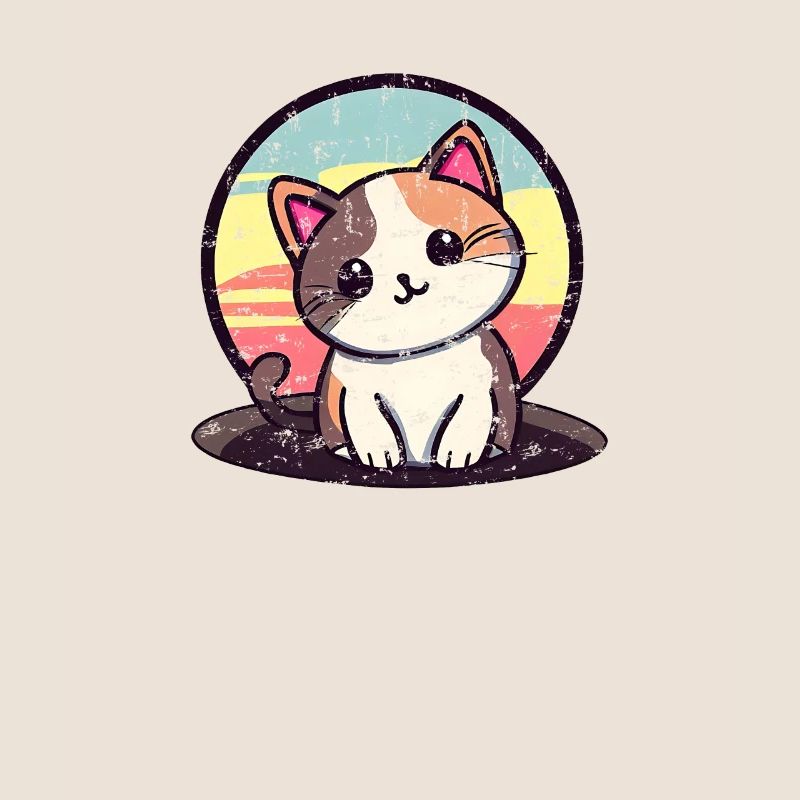 Chat mignon avec fond de coucher de soleil