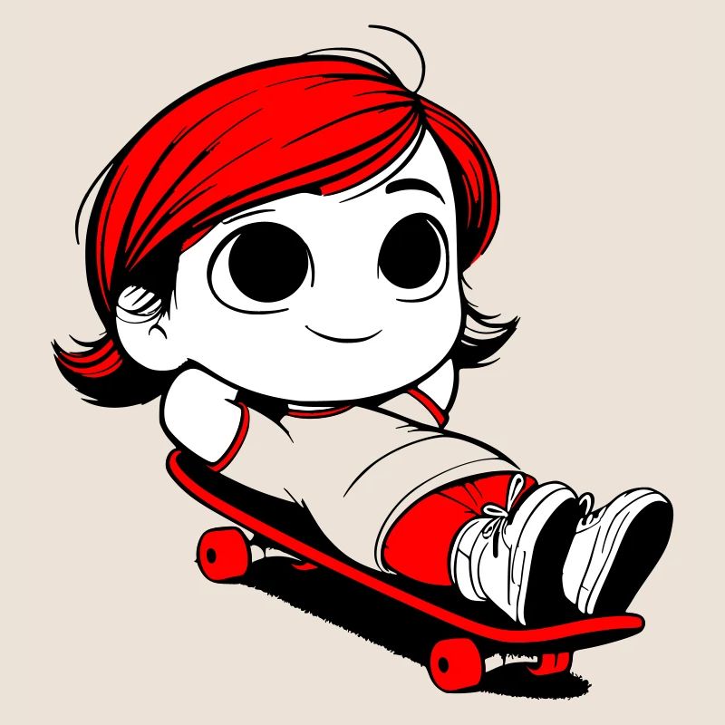 Kathy relaxed auf einem Skateboard