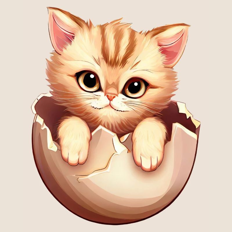 Chaton éclot de l’œuf, Mignon design animal
