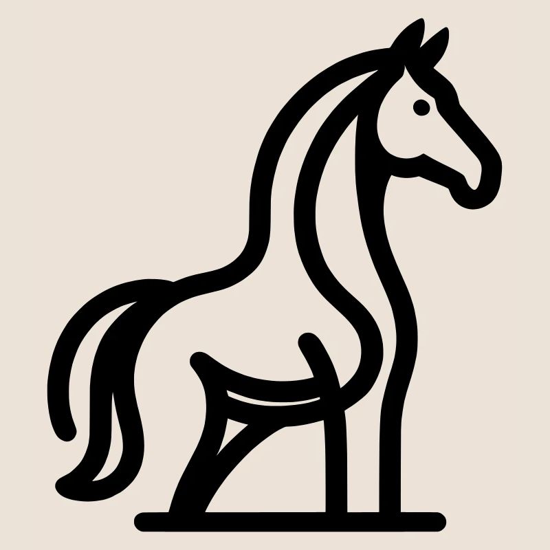 Minimalistisches Pferde Line Art Design schwarz