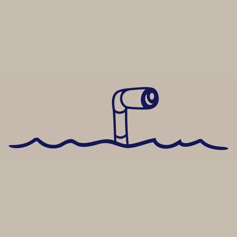 Submarine Water Surface Periscope Watching Dives