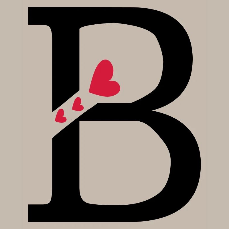 Capital lettre B avec des coeurs