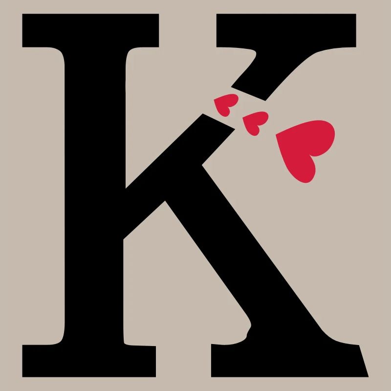 Capital lettre K avec des coeurs