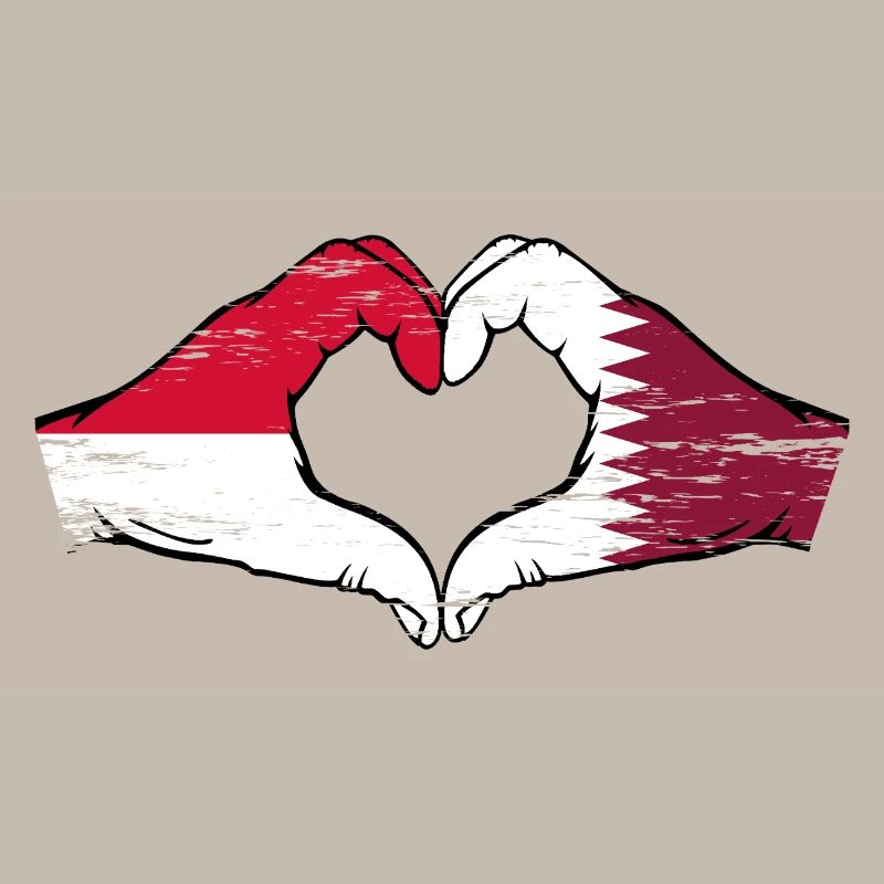 Drapeau Monaco Qatar main coeur Utilisé