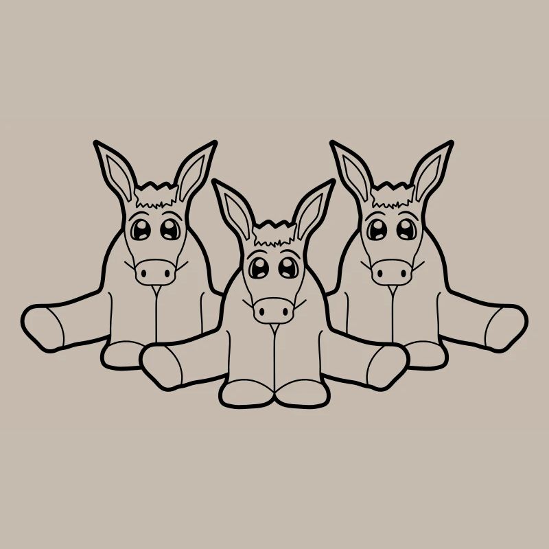 3 amis petit bébé mignon mignon assis âne pf
