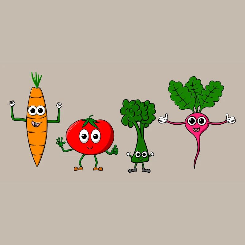 Vegetable figures posing