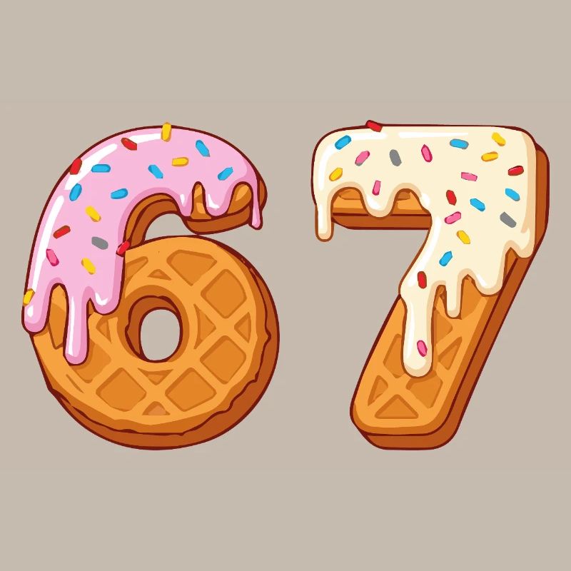 67 - Sixty Seven Number 67 Waffle Ic-e Cream Six 