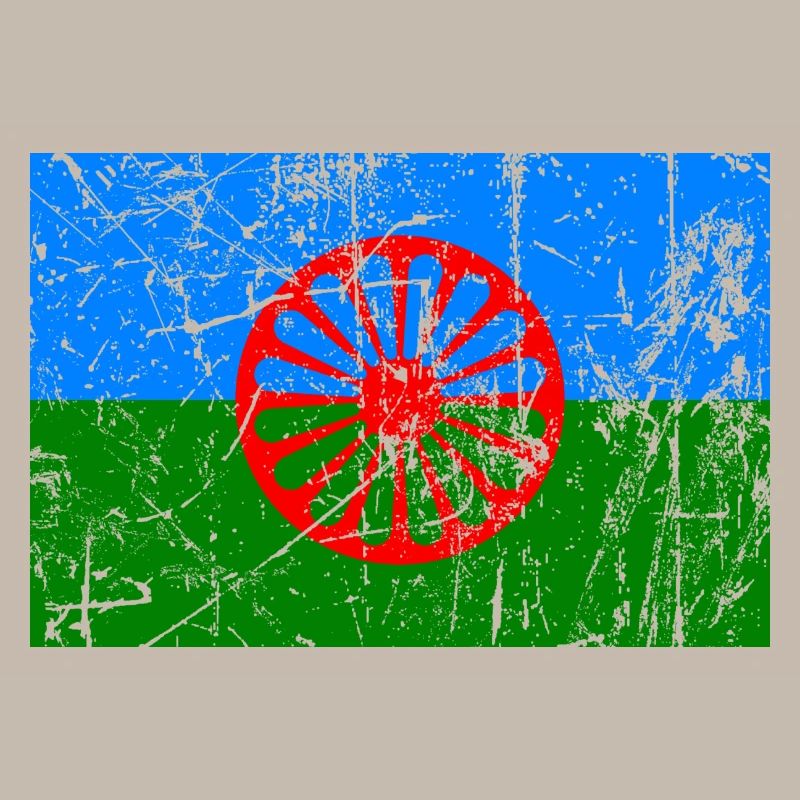 drapeau du peuple romani ou styago le romengo