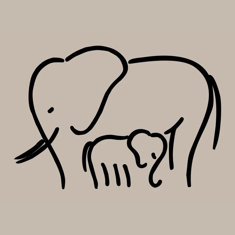 Elephant mum with child