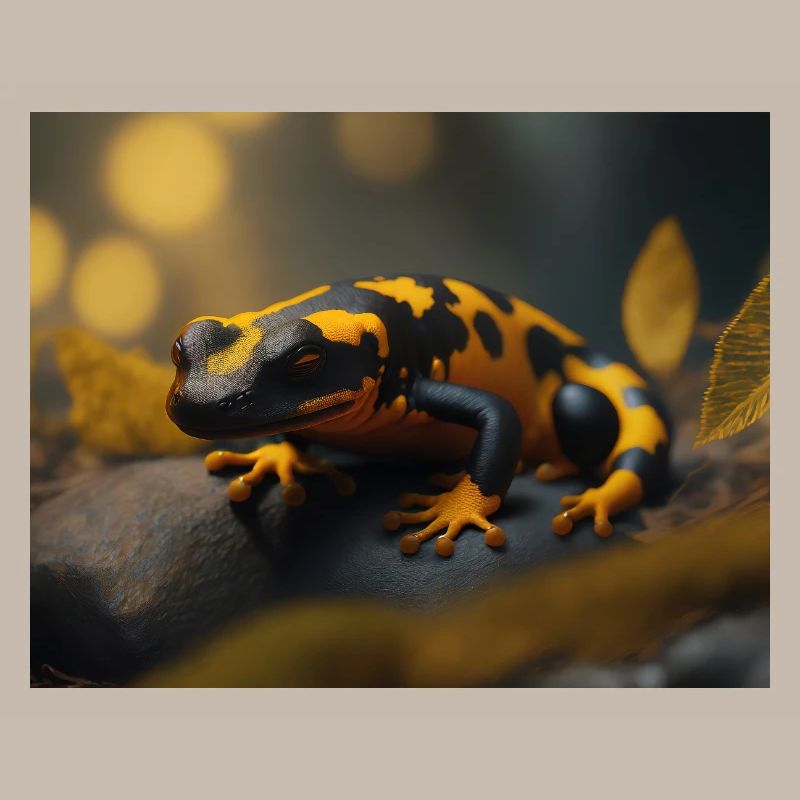 Cute animals doing hibernation – fire salamander
