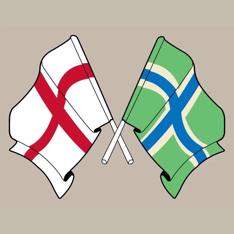 Drapeaux croisés du Gloucestershire et de l’Angleterre