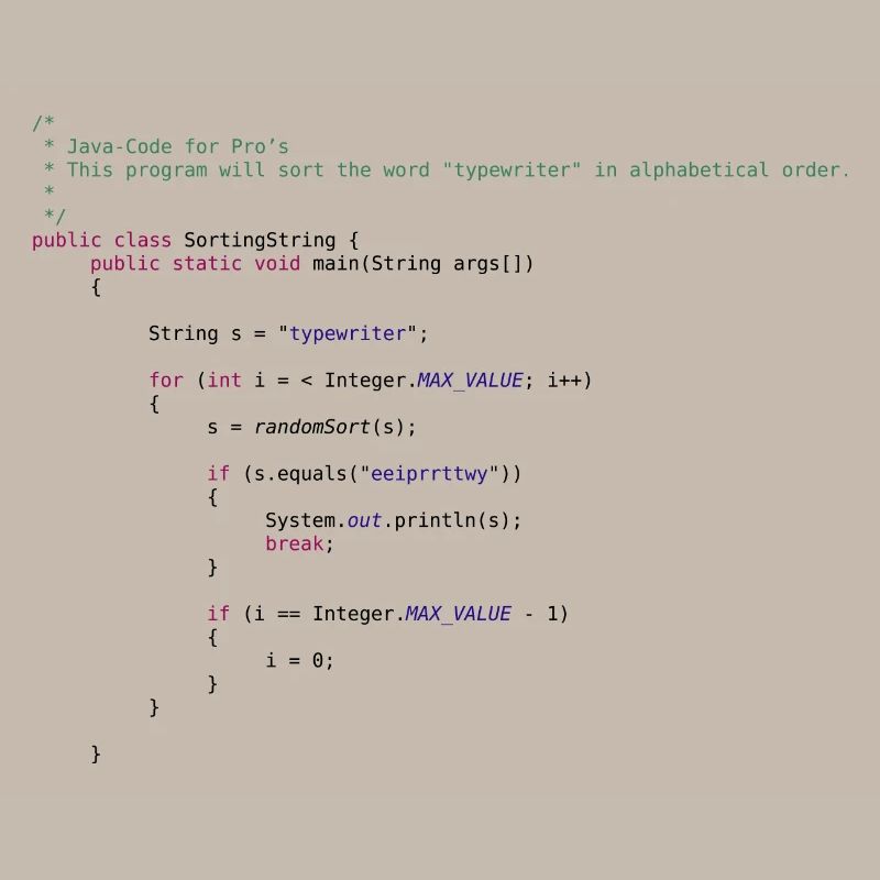 funny Java code to sort