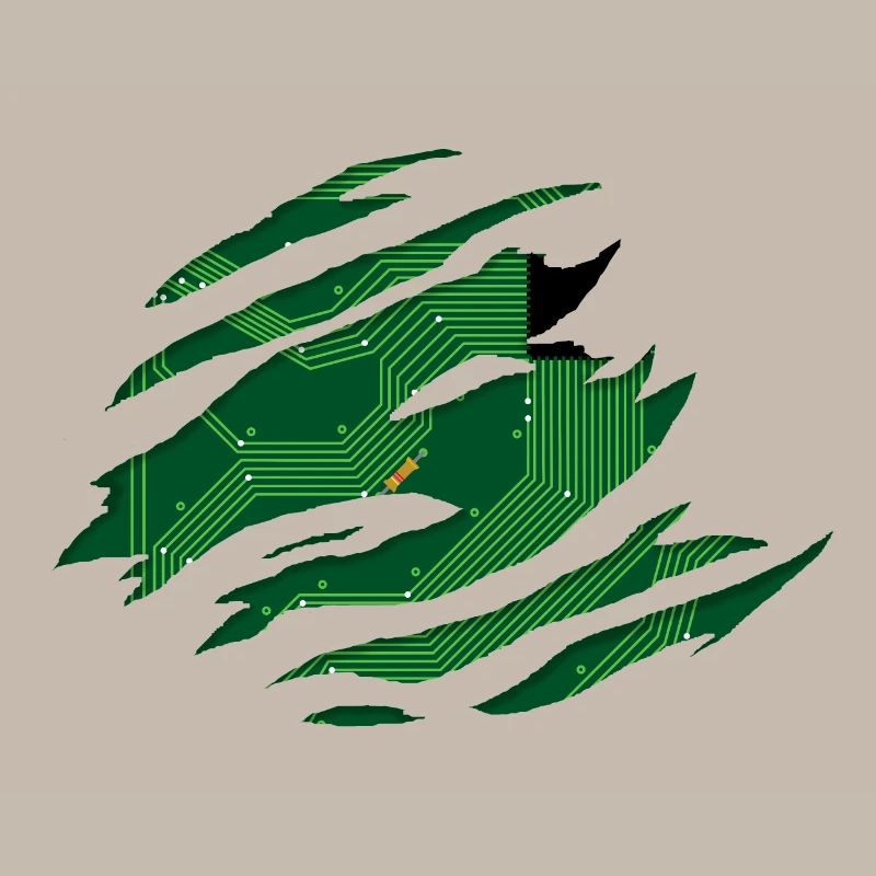 Computer Platine hinter einem Kratzer mit CPU