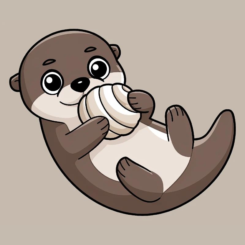 Cute otter with shell