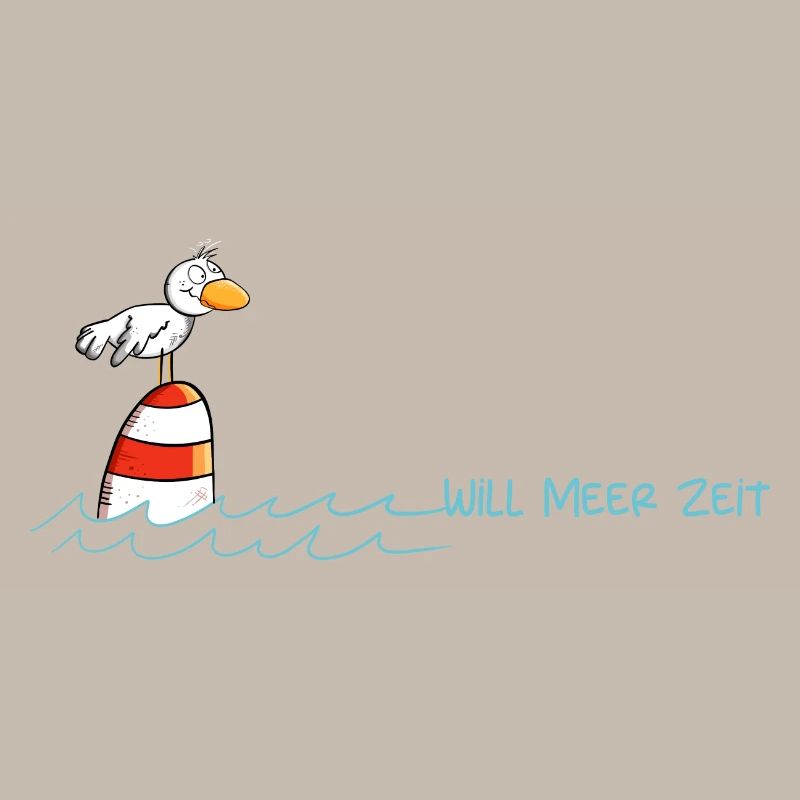 Drollige Möwe Will Meer Zeit