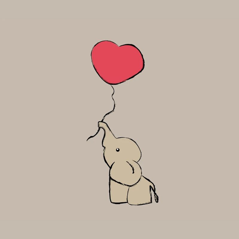 Cute elephant with balloon - gift idea - gift