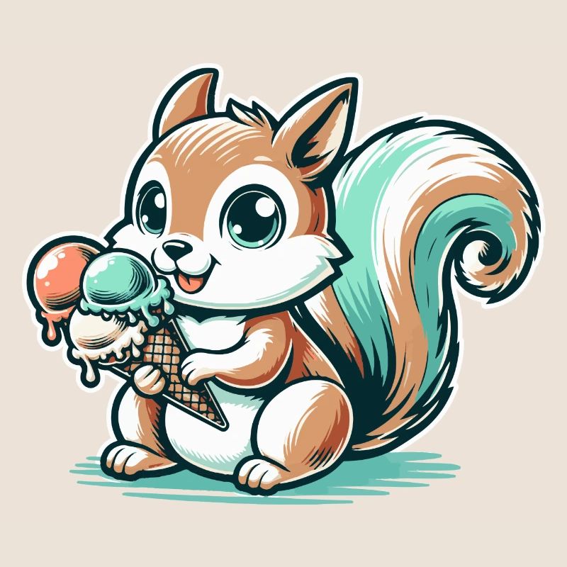 Niedliches Cartoon-Eichhörnchen mit Eiscreme