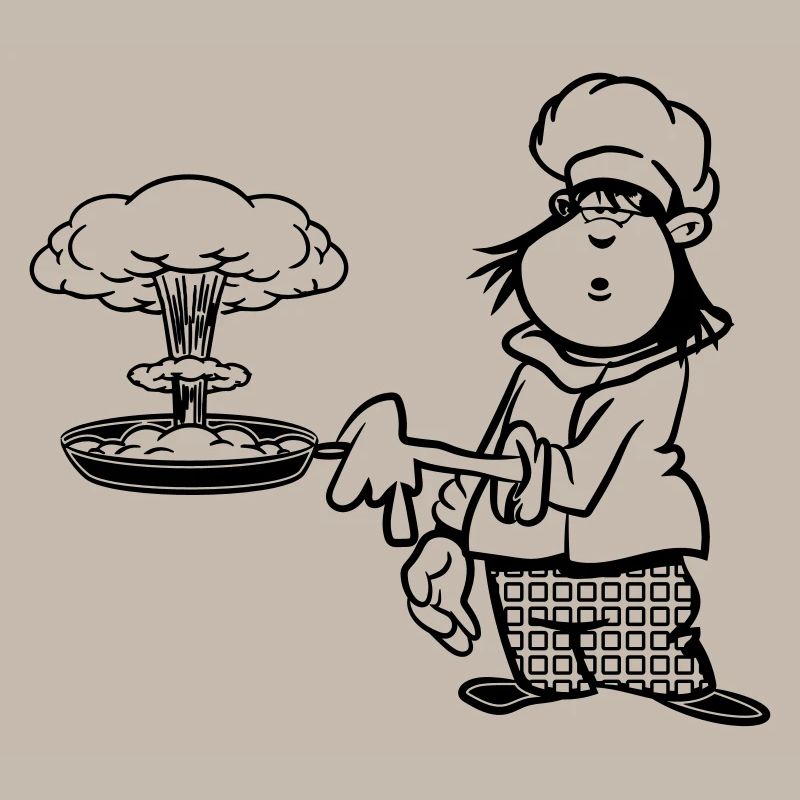 cuisinier drôle champignon de cuisson