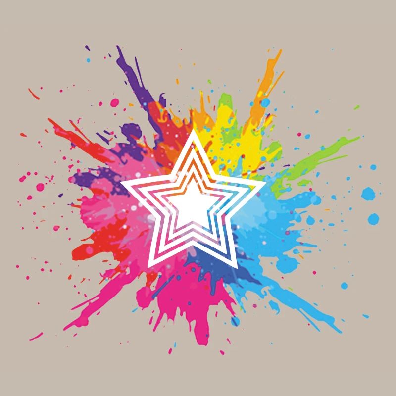 White star and multicolored explosion