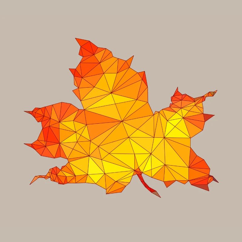 Polygonal Autumn Maple Tree Leaf Poly Art