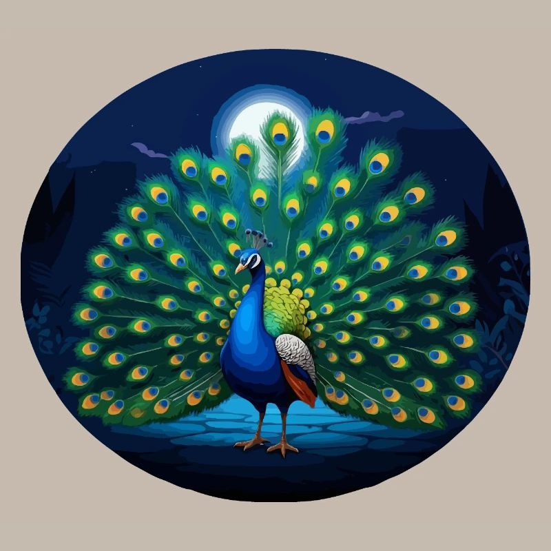 Peacock at full moon
