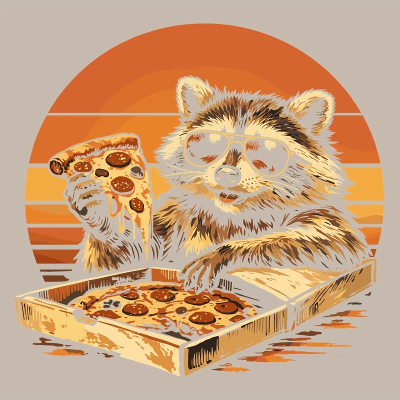 Raccoon Eats Pizza Funny Gift Idea