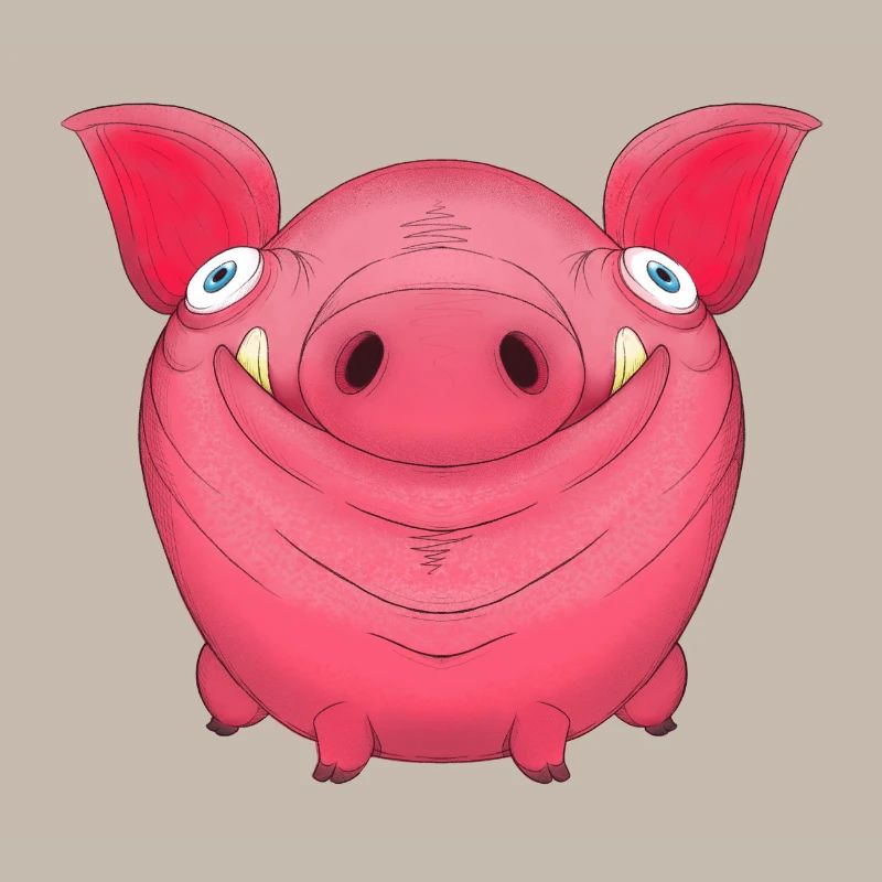Mignon rond dessin animé cochon