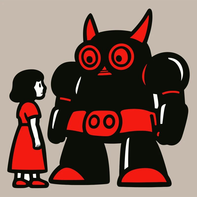 Mädchen und Roboter