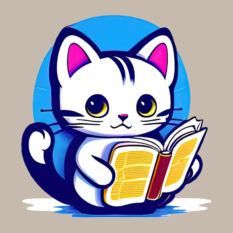 Katze liest ein Buch