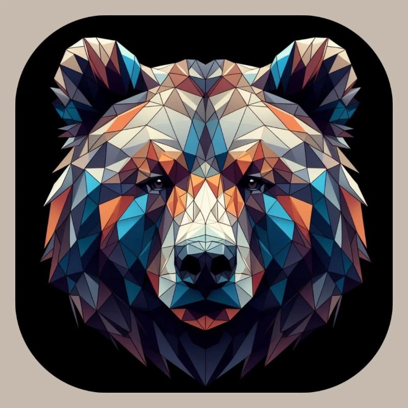 Bear Head Polygon Multicolored