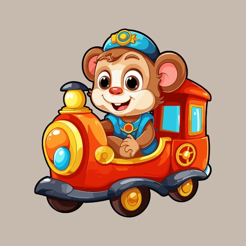 Monkey Railroad Chimpanzee Monkey Rides Railroad