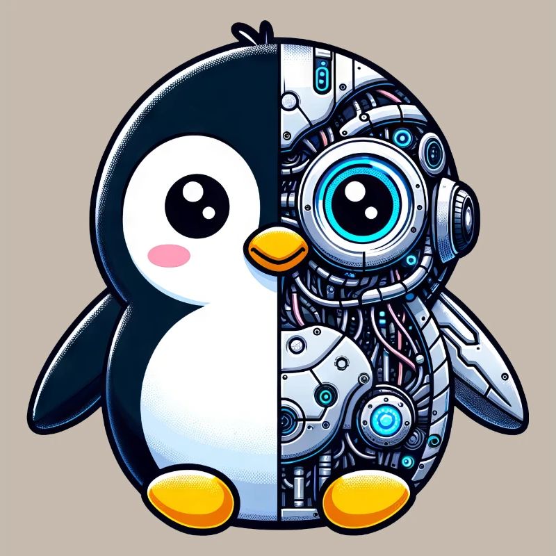 Mignon pingouin cyborg robot